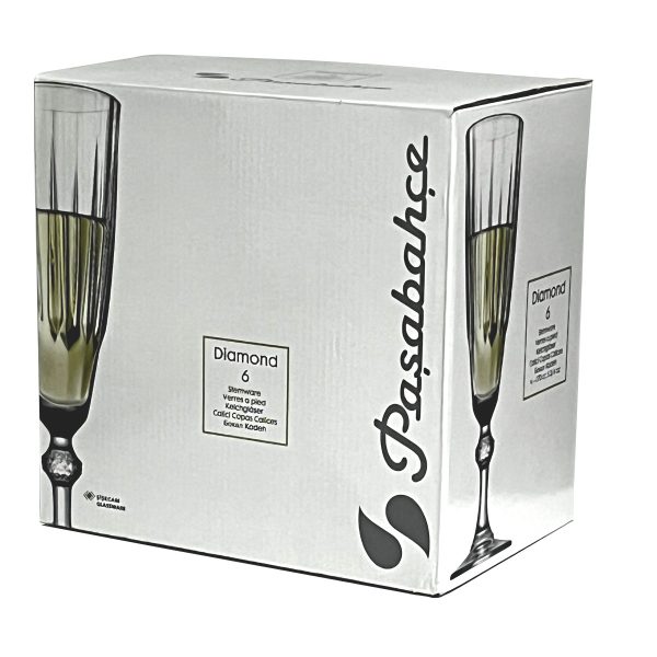 Juego 6 Copa Champagne Flute 170 ML Diamond  Pasabahce